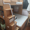 韓穆交錯式上下床高低錯位型上下鋪書(shū)桌衣柜子母床雙層兒童床上床下桌 1500*1900mm 書(shū)桌床+1.5書(shū)柜高箱床+床墊 曬單實(shí)拍圖