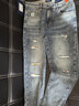 劈靂戰車(chē)      時(shí)尚淺色個(gè)性補丁新款破洞牛仔褲男男士潮牌彈力韓版潮流百搭男式修身小腳褲男生長(cháng)褲子 LB-3361淺色 29 曬單實(shí)拍圖