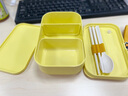 CAMUZ抗菌分隔飯盒 可微波爐加熱上班族專用帶飯便當(dāng)盒大容量打飯餐盒 黃色【起司款】飯盒 曬單實(shí)拍圖