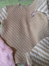 多妙屋兒童保暖內衣套裝加絨加厚男童秋衣秋褲全棉女童寶寶秋冬裝 3層夾棉 女款 4022 米杏條紋 130 cm參考身高125-135 曬單實(shí)拍圖