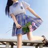 唐努烏【8件套】少女jk制服學(xué)生百褶裙襯衫校服正統半身學(xué)院風(fēng)傘狀裙子 紫嫣【8件套】 S 【75-90斤】 曬單實(shí)拍圖