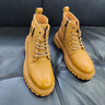 楓葉楓葉馬丁靴男鞋春季新款潮流百搭休閑鞋防滑耐磨厚底高幫靴子男 土黃【標準皮鞋碼】 41 曬單實(shí)拍圖