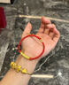 訫緣飾品999足金百福彎管紅繩手鏈女六字真言黃金轉(zhuǎn)運珠手繩本命年禮物男 百福六字真言喜樂紅 曬單實拍圖
