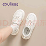 依思 Q（exull）白色板鞋女2025新款秋季網(wǎng)面透氣軟底小白鞋女厚底增高輕便休閑鞋 米白-透氣軟底4.5cm 39 曬單實(shí)拍圖