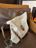 慕昂牛仔布斜挎包女大容量2025新款高級感小眾三用單肩托特包雙肩背包 米白色帶掛件 曬單實(shí)拍圖
