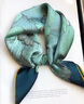 故事人生真絲新款絲巾時(shí)尚真絲小方巾百搭印花桑蠶絲領(lǐng)巾休閑小絲巾圍巾 青色俏麗花枝 53*53cm 曬單實(shí)拍圖