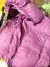 三彩2023冬季新款纯色连帽羽绒服宽松面包服白鸭绒外套短款休闲女 紫红 170/92A/XL 实拍图