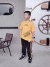 卡兔藍(lán)貓（KATULANMAO）男童套裝夏季2024新款中大童休閑短袖九分褲男孩夏裝運(yùn)動(dòng)兩件套潮 桔色 150 曬單實(shí)拍圖