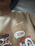 GENIOLAMODE衛(wèi)衣男加絨圓領(lǐng)無(wú)帽冬季國(guó)潮醒獅青少年時(shí)尚男裝上衣服 卡其 M 曬單實(shí)拍圖