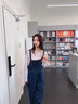 衣典零一（LEDIALYI）牛仔背帶褲女2024春秋季女裝新款小個子韓版休閑寬松九分連體褲子 牛仔藍 S （建議105斤內） 曬單實拍圖