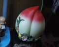 戴玉堂 陶瓷壽桃家居裝飾客廳擺件 祝壽禮品送老人生日實(shí)用禮物仿真桃子 福壽綿長(cháng)（左）素燒 D04-69C 曬單實(shí)拍圖