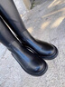 狄德拉大碼女靴41一43顯瘦長(cháng)筒靴厚底增高粗腿胖mm大筒圍騎士靴不過(guò)膝靴 308加肥筒黑色單里 41 (255mm) 曬單實(shí)拍圖