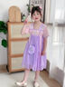 迪士尼（Disney）漢服女童連衣裙夏季薄款短袖唐裝寶寶超仙中國風(fēng)兒童夏裝古裝襦裙 三色漢服  藍色  送 小挎包 頭花 90 (升級款) 曬單實(shí)拍圖