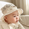 李晨曦（Lichenxi）女寶寶帽子春夏季漁夫帽公主洋氣時(shí)尚網(wǎng)紗蝴蝶結(jié)抽繩小女孩遮陽帽 萌銀光閃閃抽繩盆帽—米色 適合4-30個(gè)月寶寶頭圍43-50CM 曬單實(shí)拍圖