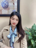 GIAVENTOLA圍巾女士禮盒桑蠶絲披肩絲巾送長(zhǎng)輩媽媽生日情人節(jié)老婆母親節(jié)禮物 清雅藍(lán)花朵 曬單實(shí)拍圖