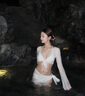 丹尼陽(yáng)光比基尼泳衣女分體新款四件套高級感白色性感顯瘦度假泡溫泉游泳裝 白色 均碼（70-120斤可穿） 曬單實(shí)拍圖