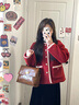 Jret紅色小香風(fēng)外套女春秋季2025新款小個(gè)子加厚高級感短款上衣 紅色外套 L 曬單實(shí)拍圖