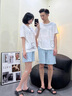 莫代爾夏季純棉情侶短袖睡衣薄款男女士夏天卡通家居服套裝 SY2103-04 M 女+男L 曬單實(shí)拍圖
