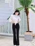 品彩（PinCai）西裝褲女職業(yè)穿搭高腰彈力修身微喇褲女時(shí)尚簡約長褲 P132K2178 曬單實(shí)拍圖