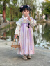 安妮優(yōu)兒（Anneyol）漢服女童冬款加絨國風(fēng)裙子2025新款兒童秋冬季古裝加厚新年拜年服 紫色 110 曬單實(shí)拍圖