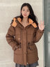 LINCCHIC金羽杰冬季新款輕暖連帽羽絨服女中款保暖寬松休閑面包服女士Y23802320 新布朗尼 M 適合130斤以下 曬單實拍圖