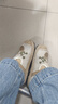 娟的絹 時尚棉麻老北京布鞋女繡花鞋民族風休閑一腳蹬懶人鞋平底單鞋 白色 37 曬單實拍圖