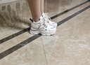 啄木鳥品牌網(wǎng)面內增高老爹鞋女2025夏季休閑鞋小個子運動厚底增高鞋鞋子 米色 37 曬單實拍圖