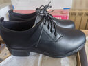 技茗2025新品軟底系帶粗跟深口工裝上班工作鞋黑色皮鞋女鞋中年媽媽鞋 黑色 37 (240mm) 曬單實(shí)拍圖