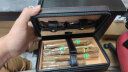 汉尼库克 雪茄盒便携式 雪茄剪打火机三件套装古巴雪茄保湿盒雪松木烟盒 荔枝纹超值款【黑色】 实拍图