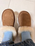 蘇茵茵冬季新款毛鞋保暖加絨羊皮毛一體厚底增高低幫雪地靴女棉鞋毛毛靴 栗色（厚底） 38 曬單實(shí)拍圖