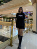 卓詩尼加絨長筒靴女2025年秋冬新款美拉德拼接顯瘦不過膝單靴高筒騎士靴 黑色-絨里 37 曬單實拍圖