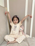 蕉內（Bananain）棉棉520H兒童睡衣A類(lèi)男女童吸汗速干透氣中袖長(cháng)褲親膚家居服套裝 【純色中袖】奶杏-卷卷兔 120 曬單實(shí)拍圖