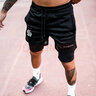 GEKM肌肉健身兄弟夏雙層運動(dòng)休閑短褲男跑步訓練彈力假兩件速干五分褲 黑色黑內襯 L 【建議120-140斤】 曬單實(shí)拍圖