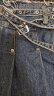 UR秋季新款女经典复古时髦甜酷牛仔百褶双腰带半裙UWV830021 蓝色 S 晒单实拍图