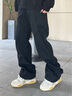杜小閑加絨牛仔褲男秋冬季新款vibe加厚休閑褲子男高街美式直筒微喇長褲 K821 米白 常規(guī) XL [建議120-140斤] 曬單實拍圖