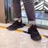 無肯男鞋新款春夏季透氣減震防滑休閑跑步鞋網面增高運動老爹鞋子男 MD-2025純黑色 41 曬單實拍圖