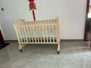 貝多美（beedome）嬰兒床搖籃床嬰兒搖搖床新生寶寶搖床實(shí)木老式搖窩小孩搖床 床+蚊帳+加厚藍(lán)兔樂園五件套 120-65加大款 0-5歲 曬單實(shí)拍圖