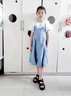 萱莉莉兒童裙子夏裝新款兒童泡泡袖牛仔連衣裙夏季洋氣公主裙女孩連衣裙 藍(lán)色連衣裙 140 曬單實(shí)拍圖