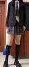 LISCN原創(chuàng)正版JK制服裙西裝外套校供感學(xué)院風(fēng)長袖秋冬黑色jk西服套裝女 黑色西裝+襯衫+煙灰裙+領(lǐng)帶+徽章 S 曬單實拍圖
