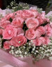 琐拉鲜花速递红玫瑰花束求婚生日礼物送女友全国同城花店配送 33朵粉玫瑰花束—满天星款 实拍图