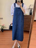 莞潔孕婦連衣裙夏季薄大碼寬松遮肚牛仔背帶裙長(cháng)款吊帶連衣裙夏季套裝 藍色背帶裙單件【不含上衣】 L碼【建議110-125斤】 曬單實(shí)拍圖