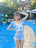 旻勝泳衣女士連體可愛風(fēng)新款泡溫泉水上樂園游泳用品少女 藍(lán)色【均碼80-120斤】 曬單實拍圖