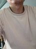 洛夫倫純色亞麻短袖t恤男士夏薄款寬松中國風(fēng)男裝半袖冰感透氣棉麻上衣 亞麻黃 L 曬單實拍圖