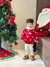 幼歌（YOUGE）嬰幼兒波點(diǎn)木耳邊領(lǐng)毛衣萌趣可愛(ài)小兔蘑菇布繡提花毛衣 大紅色 80 cm 曬單實(shí)拍圖