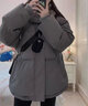 琦蝶爾短款羽絨棉服冬季外套女學(xué)生2025新款韓版寬松連帽加厚面包服棉襖 灰色 M 曬單實拍圖