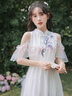 景怡依女大童13女孩初中學(xué)生裙子15夏裝短袖連衣裙12-20歲女孩初高中生 白色 S 曬單實拍圖