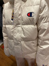 Champion【王俊凱同款】冠軍連帽厚款字母印花小CLOGO中長羽絨服男女 米白色 L 曬單實拍圖