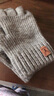 滬尚美館半指手套秋冬季男女學(xué)生加絨加厚保暖針織毛線(xiàn)寫(xiě)字辦公半截露指 新升級雙層加絨加厚-卡其色 曬單實(shí)拍圖