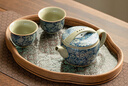 陶羽老陶泥萬(wàn)花漢瓦壺仿古青花茶壺茶杯玻璃茶托盤(pán)陶瓷泡茶壺功夫茶具 漢瓦壺+主人杯+小客杯+茶盤(pán) 曬單實(shí)拍圖
