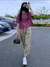 可茵（Keyin）休閑褲女裝套裝2025年夏季新款小個子穿搭上衣高腰工裝九分褲子女 上衣+褲子 M 曬單實拍圖